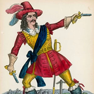 Mr N T Hicks as Claude Duval (coloured engraving)