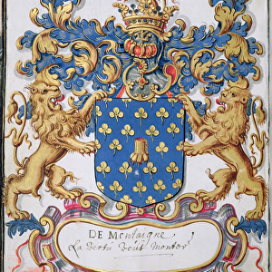 Ms 2151, fol. lv Coat of arms of Michel Eyquem de Montaigne (1533-92) (vellum)