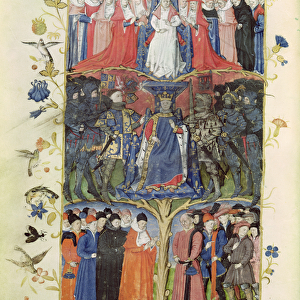 Ms 2695 f. 6v The Tree of Battles: King Charles VII (1403-61) between the Dauphin