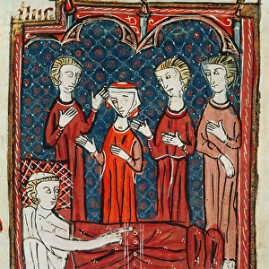 Ms 372 fol. 165v A Man in his Sickbed, from Decrets de Gratien (vellum)