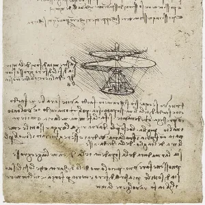 MS B 2173 fol. 83v Studies of an air screw, 1488-90 (pen and ink on paper) (see also 162317)