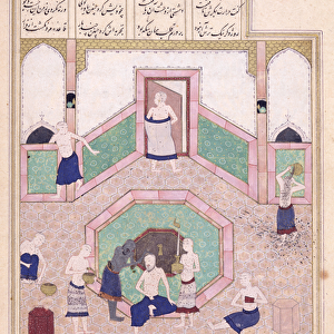 Ms D-212 fol. 28b The Turkish Bath, from Khusrau and Shirin by Elyas Nezami (1140-1209) c