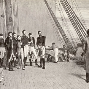 Napoleon (1769-1821) on board the Bellerophon (engraving)