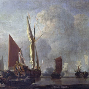 Naval Battle (oil on canvas)