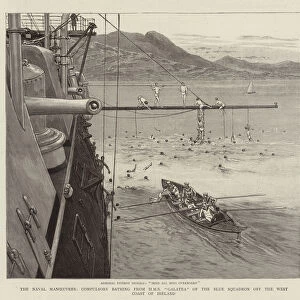 The Naval Manoeuvres, Compulsory Bathing from HMS "Galatea"of the Blue Squadron off the West Coast of Ireland (engraving)