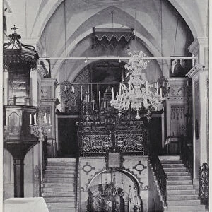Nazareth, Church of Annunciation, interior (b / w photo)