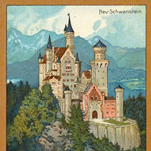 Neuschwanstein Castle, Bavaria (chromolitho)