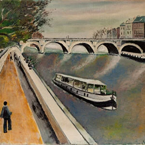 The new bridge in Paris in 1950 - anonymous painting