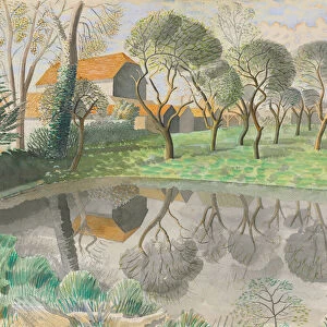 Newt Pond, 1932 (pencil & w / c on paper)