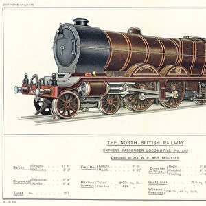 The North British Railway, Express Passenger Locomotive, No 868, Designed by Mr W P Reid, MInstME (colour litho)