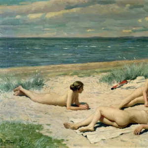 Nude bathers on the beach