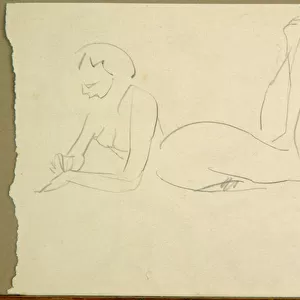 Nude Girl Laying on Floor (ink on paper)