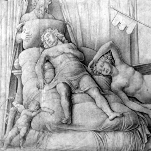 Nude Woman Asleep with Cupid and Satyrs, c. 1446-1506, (pencil on paper)