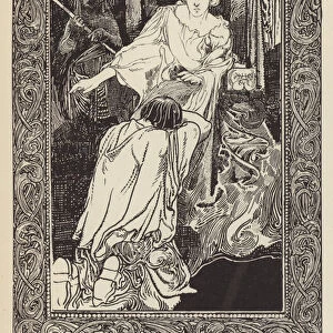 Odysseus at the throne of Arete (engraving)