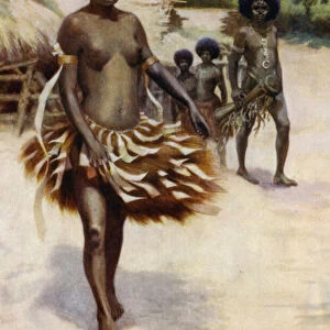 Off to the Dubu Dance, British New Guinea (colour litho)