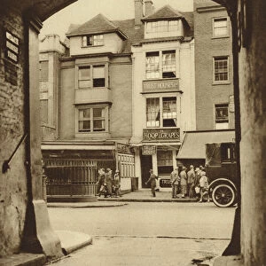 Old houses and a tavern surviving in Aldgate (b / w photo)