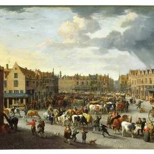 The Old Ox Market in Antwerp (oil on canvas)