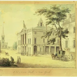 The Old Town Hall (Federal Hall) New York City, 1798 (graphite, w / c