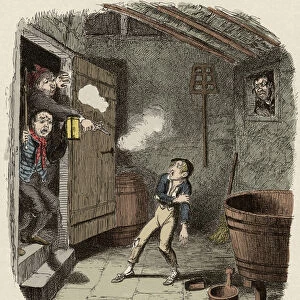 Oliver surprised and wounded during the attempted burglary - The Burglary - Illustration
