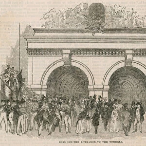 The opening of the Thames Tunnel; Rotherhithe entrace to the tunnel (engraving)