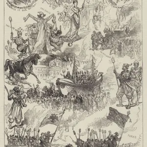 Opening of the Winter Gardens, Blackpool, Sketches in the Procession (engraving)