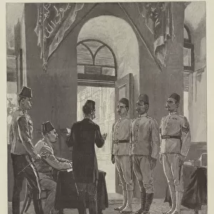 Orderly Room, Abdin Barracks, Cairo, India (engraving)