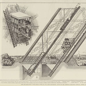 The Otis Elevator in the Eiffel Tower of the Paris Exhibition, built by the American Elevator Company, London and Paris (engraving)