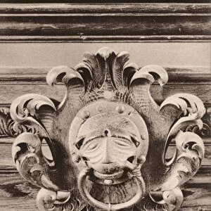 Oxford, Brasenose Knocker, Carried away by Students in the 14th century and recovered in 1890 (b / w photo)