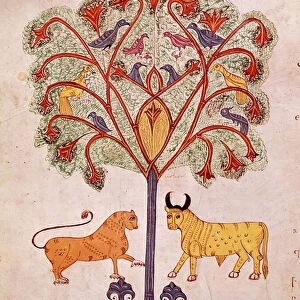 Page of a Mozarabic bible: the dream of the tree of Nabucodonosor interpreted by