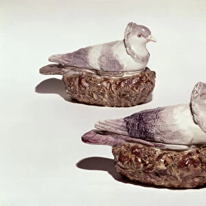 Pair of Staffordshire pottery tureens in the form of pigeons, c. 1790 (ceramic)