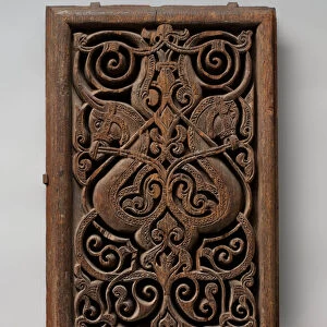 Panel with Horse Heads, 11th century (carved teak)