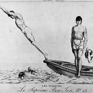 Parisian cartoon: swimmers, men diving from a boat - the supreme Bon-Ton, na'15
