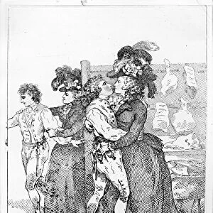 The Two Patriotic Duchesss on their Canvass, 1784 (engraving)