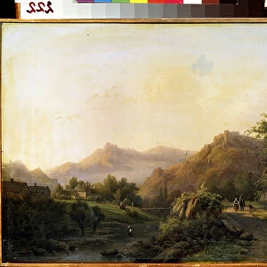 Paysage avec chemin (Landscape with a way). Peinture de Barend Cornelis Koekkoek (1803-1862). Huile sur toile. Art hollandais. M. Kroshitsky Art Museum, Sevastopol (Sebastopol), Ukraine
