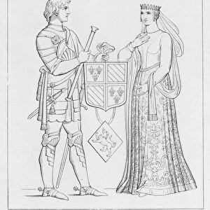 Philip the Bold, Duke of Burgundy, Uncle of Charles VI, and Margaret of Flanders his Wife (engraving)