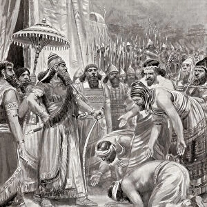 Phoenicians presenting gifts to Ashurbanipal in 876 BC, from Hutchinsons History of the Nations, pub. 1915