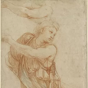 The Phrygian Sibyl, WA1846. 203 (red chalk over blind stylus with some black chalk)