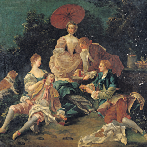 Picnic in a Park (oil on canvas)