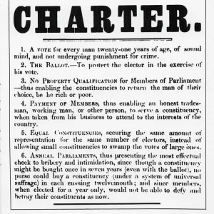 The Six Points of the Peoples Charter (litho) (b / w photo)