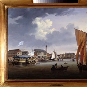 The Port of Lorient - painting by Louis Garneray, circa 1820, Oil on canvas, H. 0, 330; L