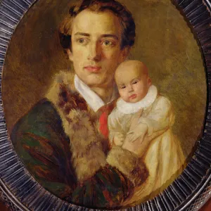 Portrait of Alexander Herzen with his son, 1840 (oil on canvas)