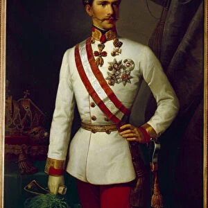 Portrait of Francois Joseph of Austria was 28 years old in ceremonial uniform (1830-1916)
