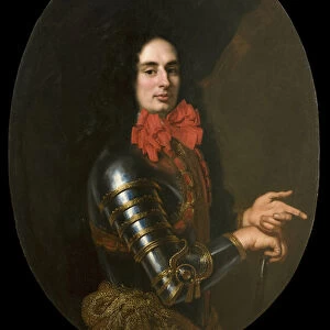 Portrait of a Gentleman with Armour and a red scarf, 1650-70 (oil on canvas)