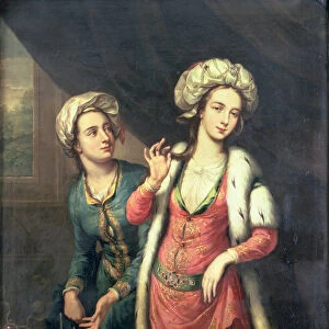 Portrait of a Lady thought to be Lady Mary Wortley Montagu (1689-1762) (oil on panel)