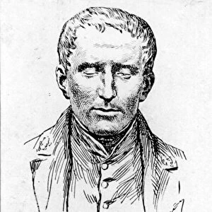 Portrait of Louis Braille (1809-1852) (engraving) (b / w photo)