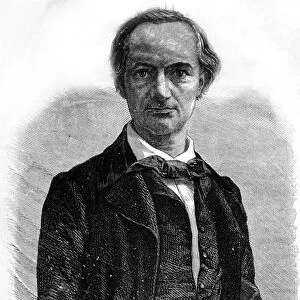 Portrait of the poet Charles Baudelaire (1821-1867) Engraving of the 19th century