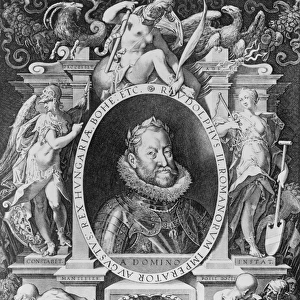 Portrait of Rudolph II (1576-1612) (engraving) (b / w photo)