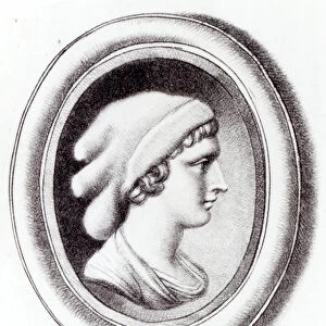 Portrait of Sappho (engraving) (b / w photo)