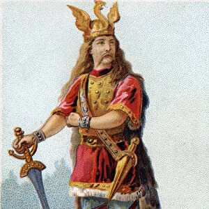 Portrait of Vercingetorix (72-46 BC), King of the Gauls. Chromolithography around 1890