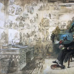 A posthumous portrait of Dickens and his characters; Dickenss Dream, 1875 (oil on canvas)